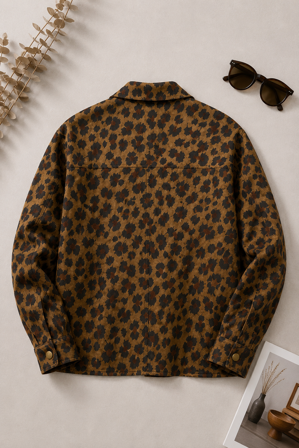 Chaqueta Suede Animal Print Tostado