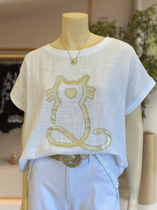 Polera Cat Blanco