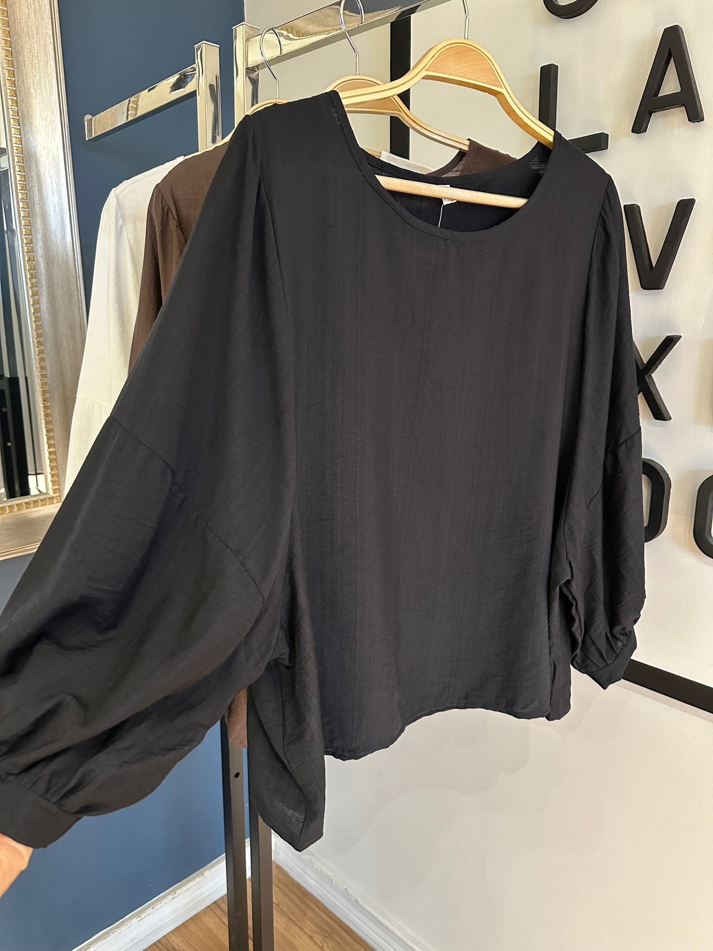 Blusa Símil Lino Negro