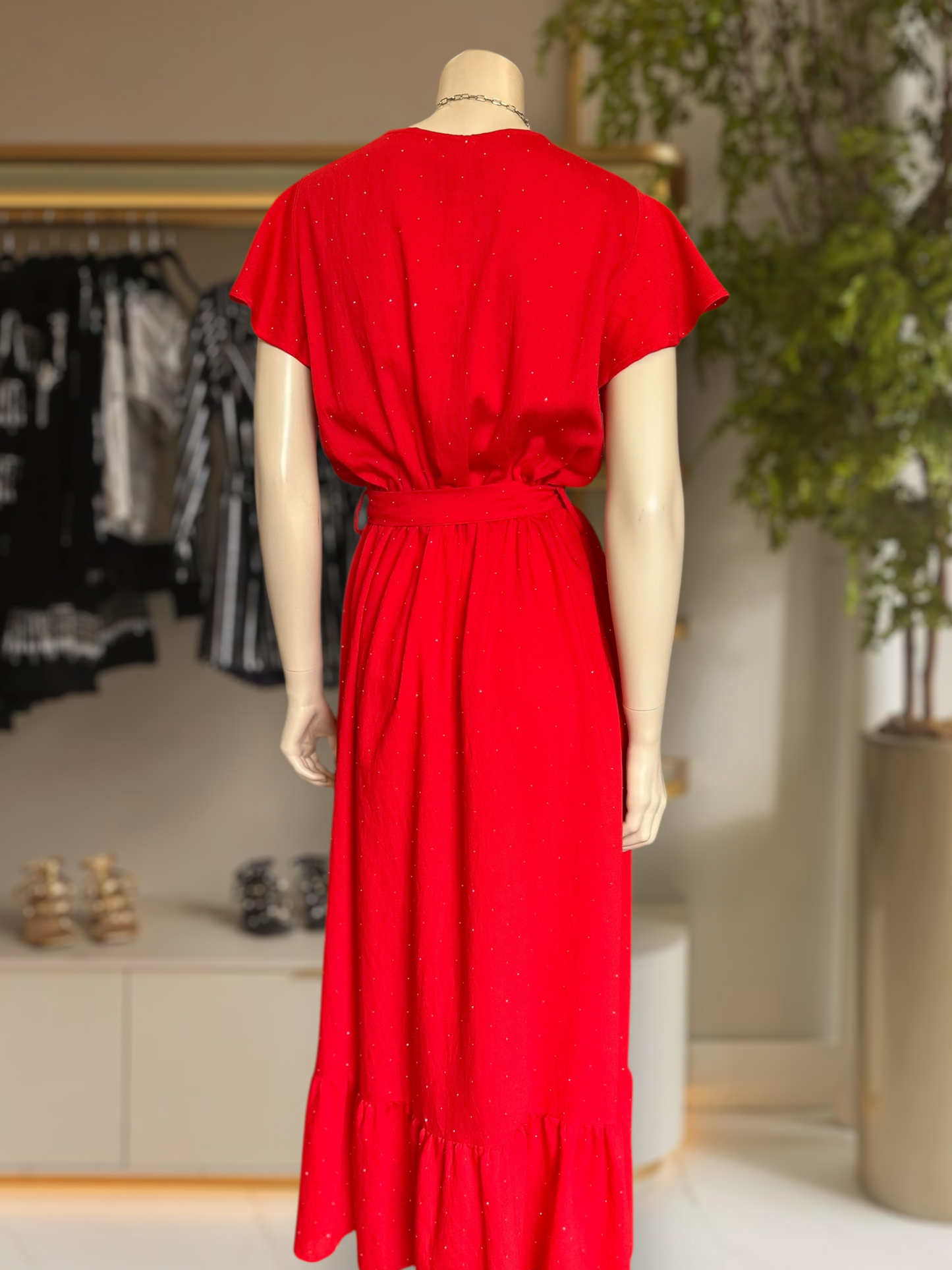 Vestido Brillos Rojo