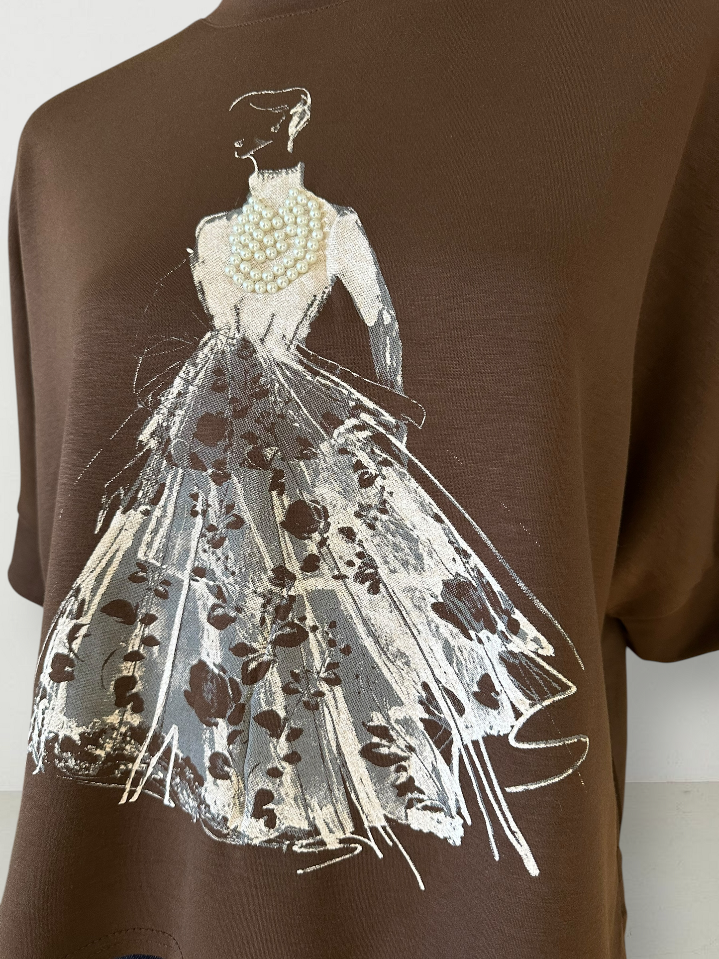 Polera Perlas Café