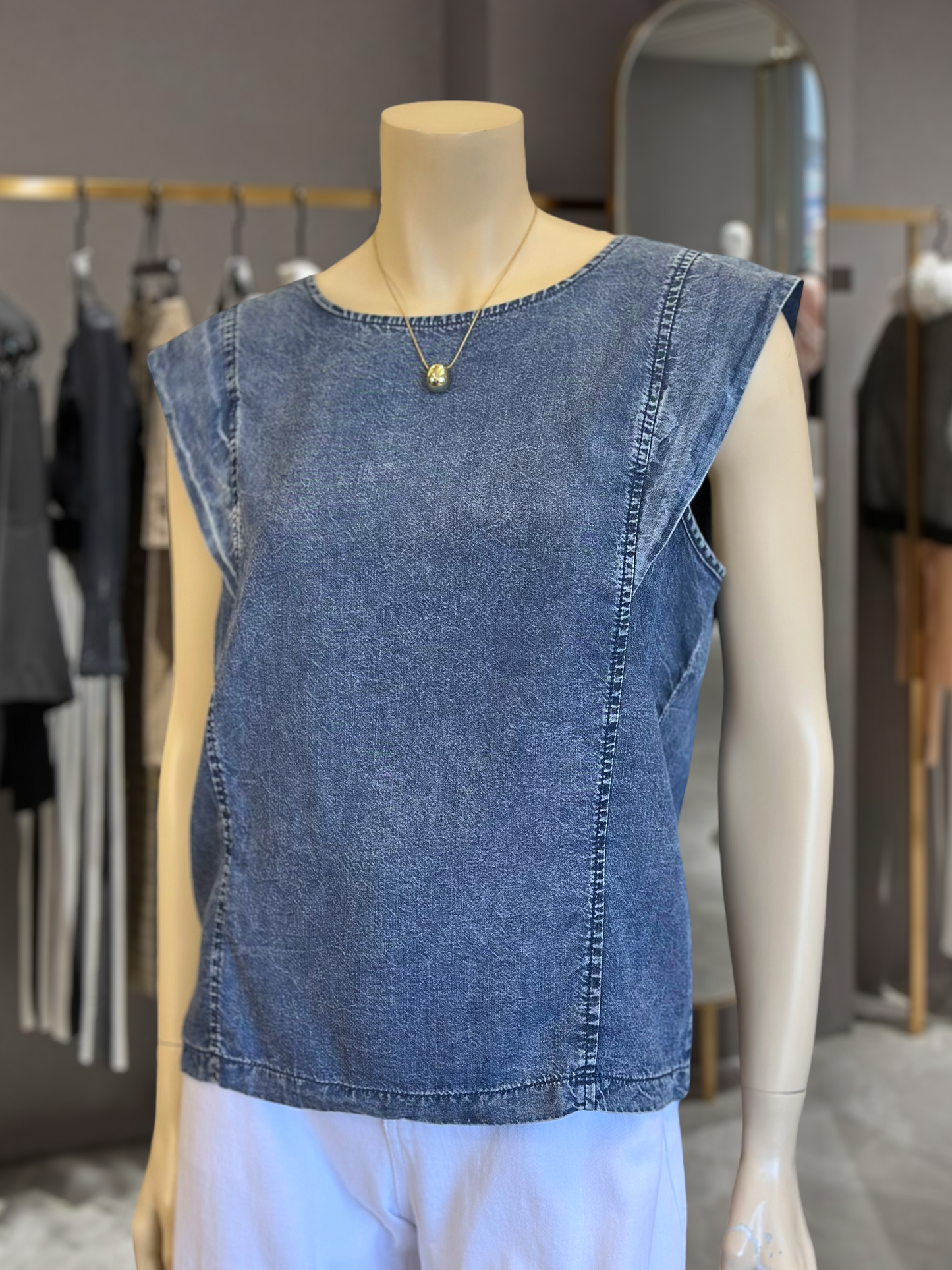 Top Denim Azul