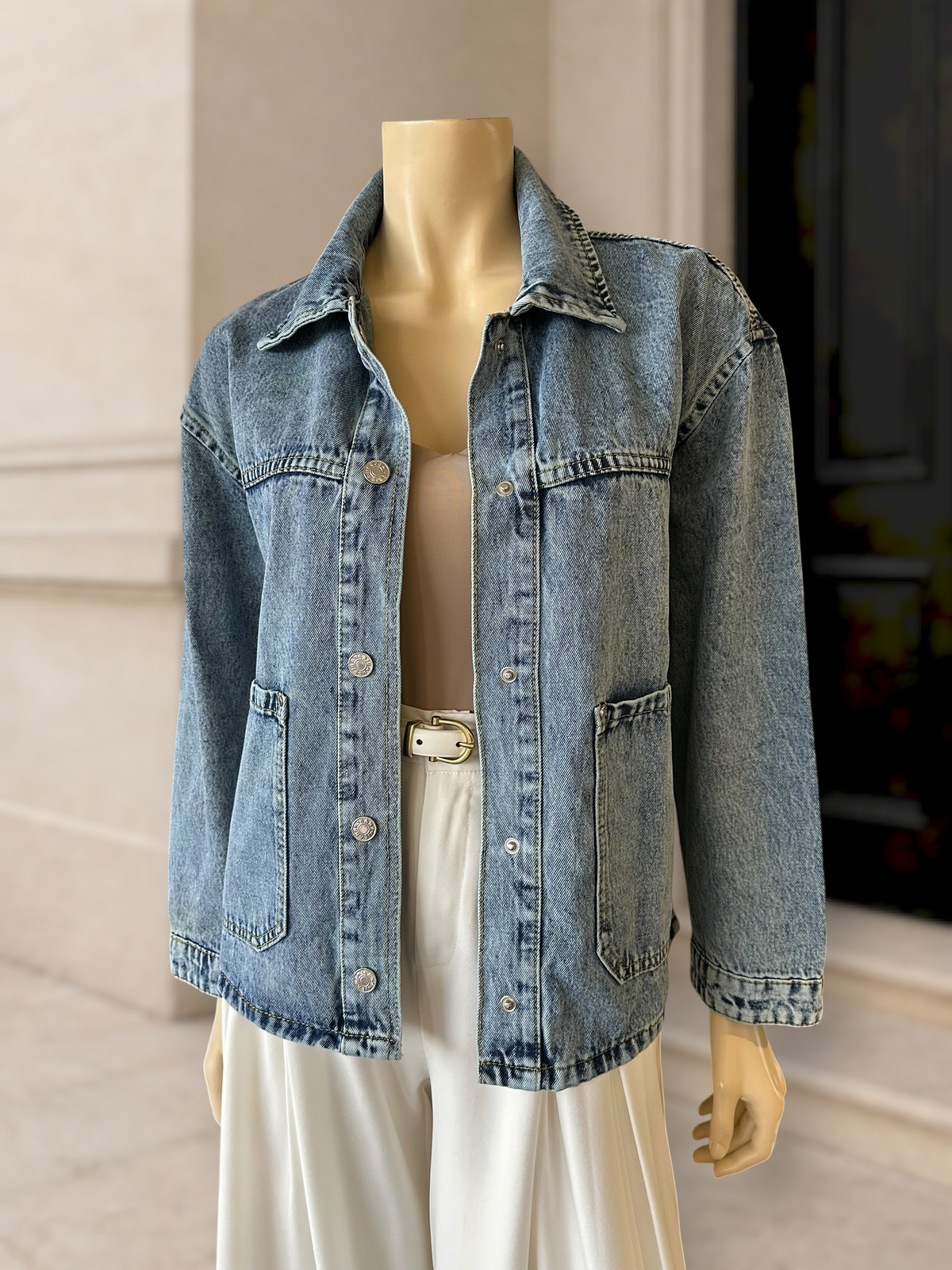 Chaqueta Denim Oversize Celeste
