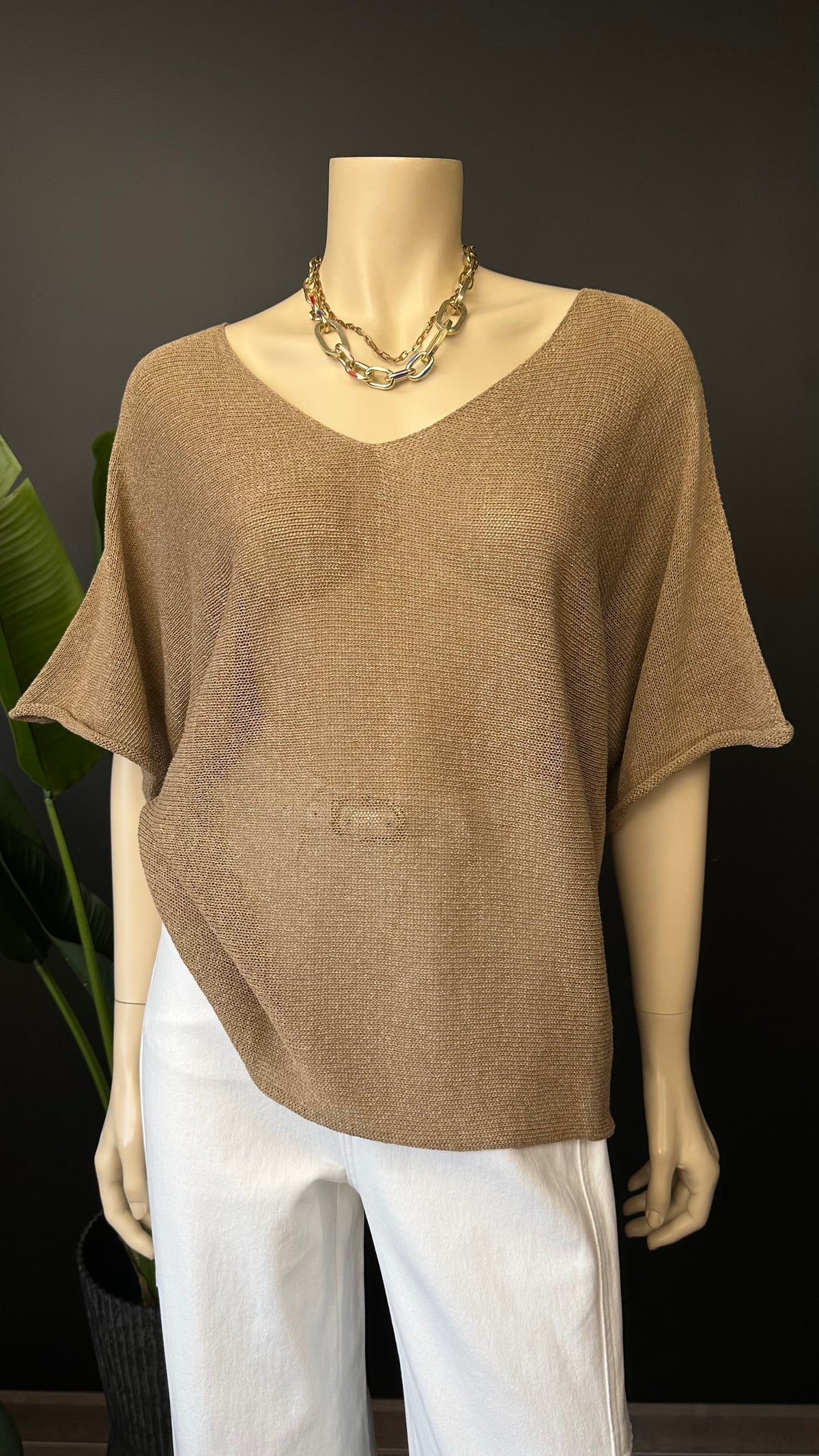 Tejido Hilo Italiano Oversize Camel