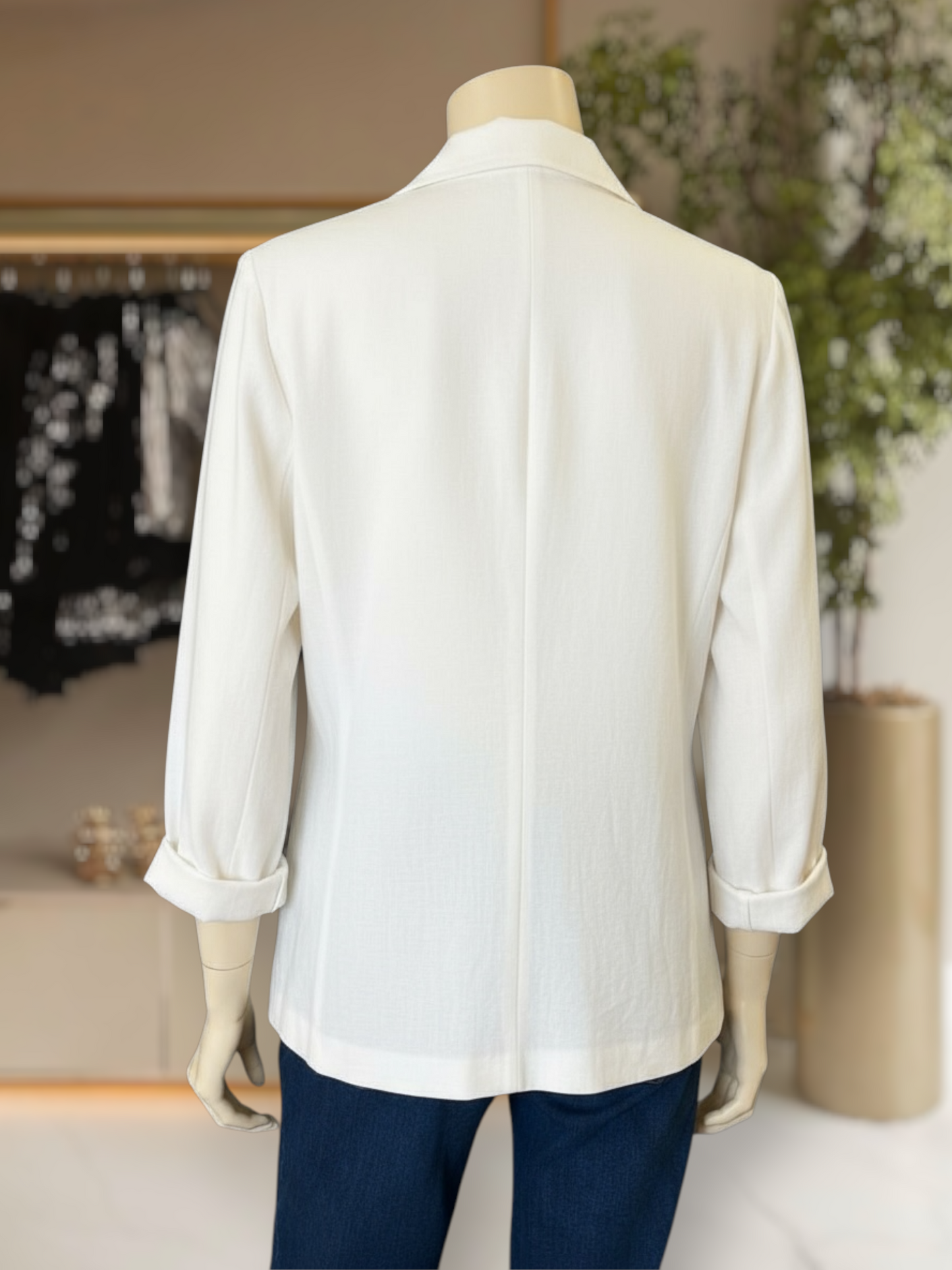 Blazer Algodón Lino Blanco