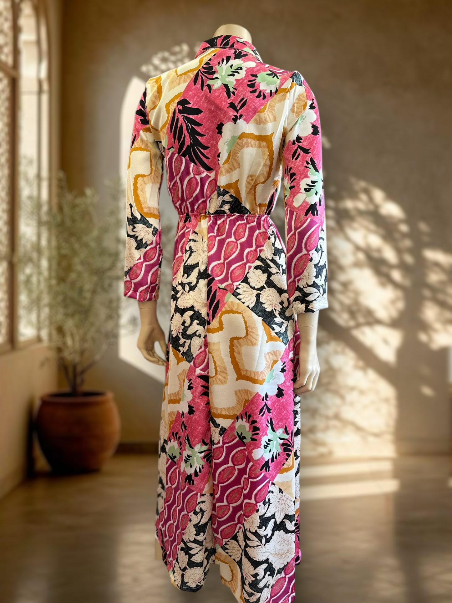 Vestido Satin Patch Rosa Mix