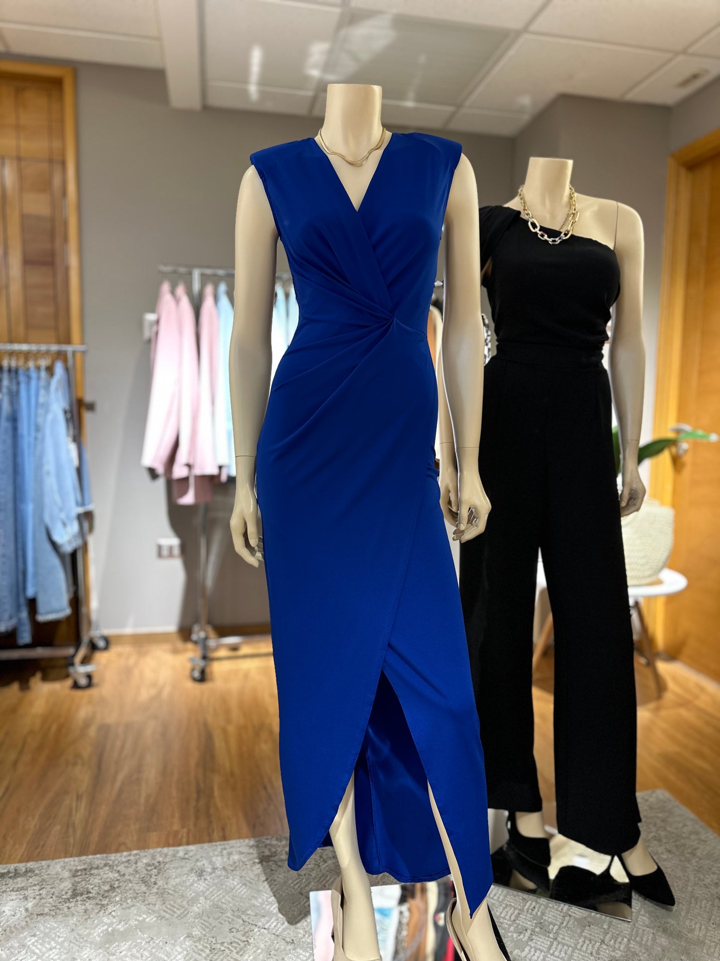 Vestido Drapeado Azul