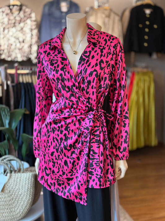 Blusón Animal Print Fucsia