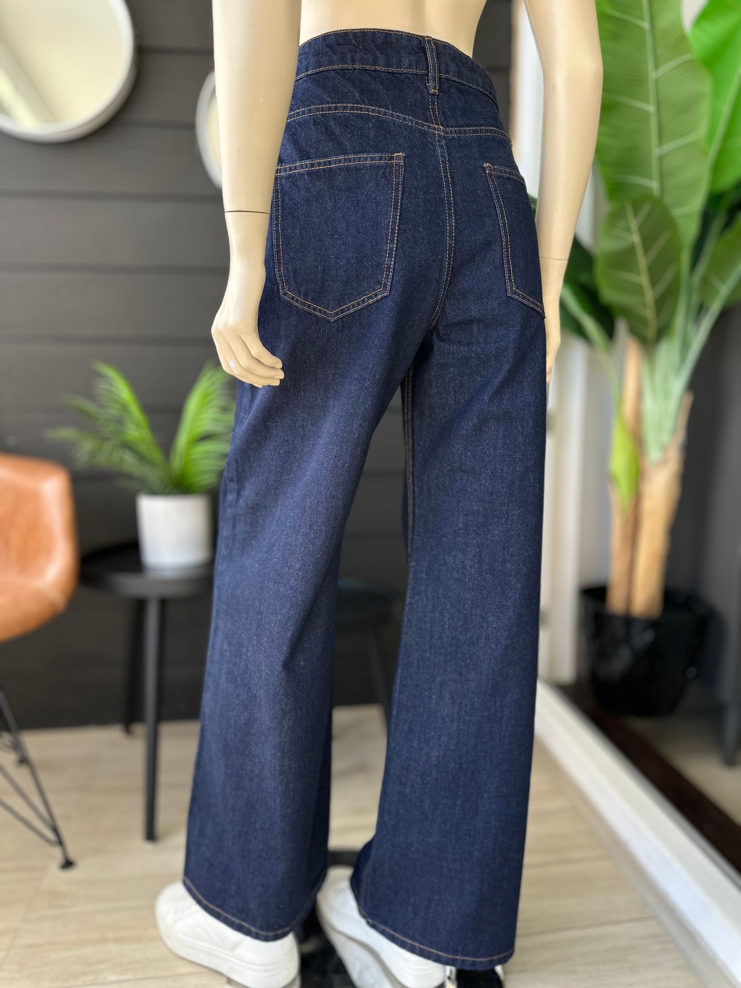Jeans Wide Leg Dark Denim