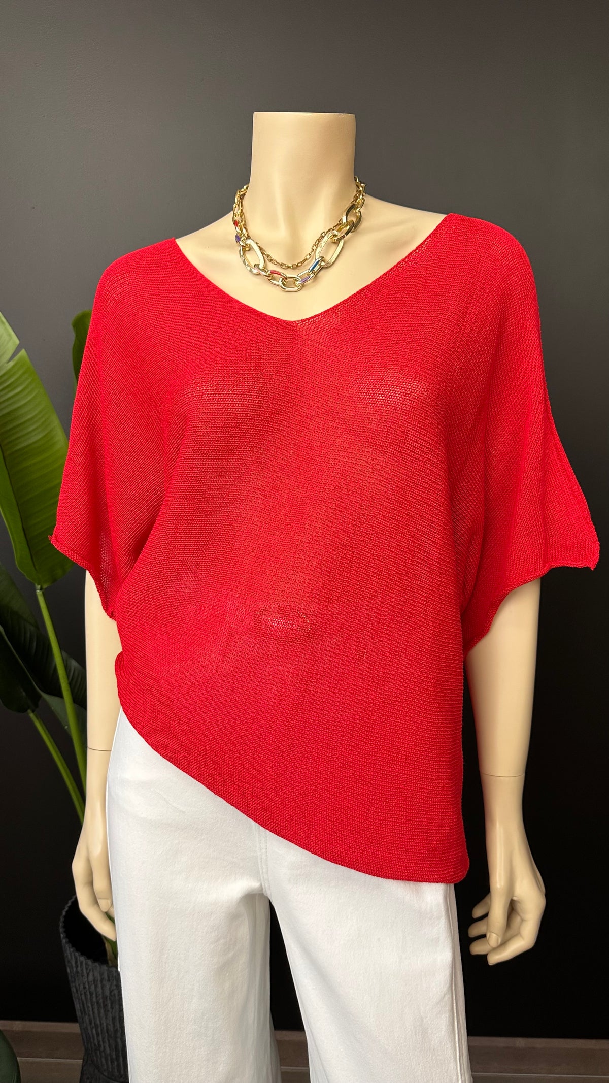 Tejido Hilo Italiano Oversize Rojo