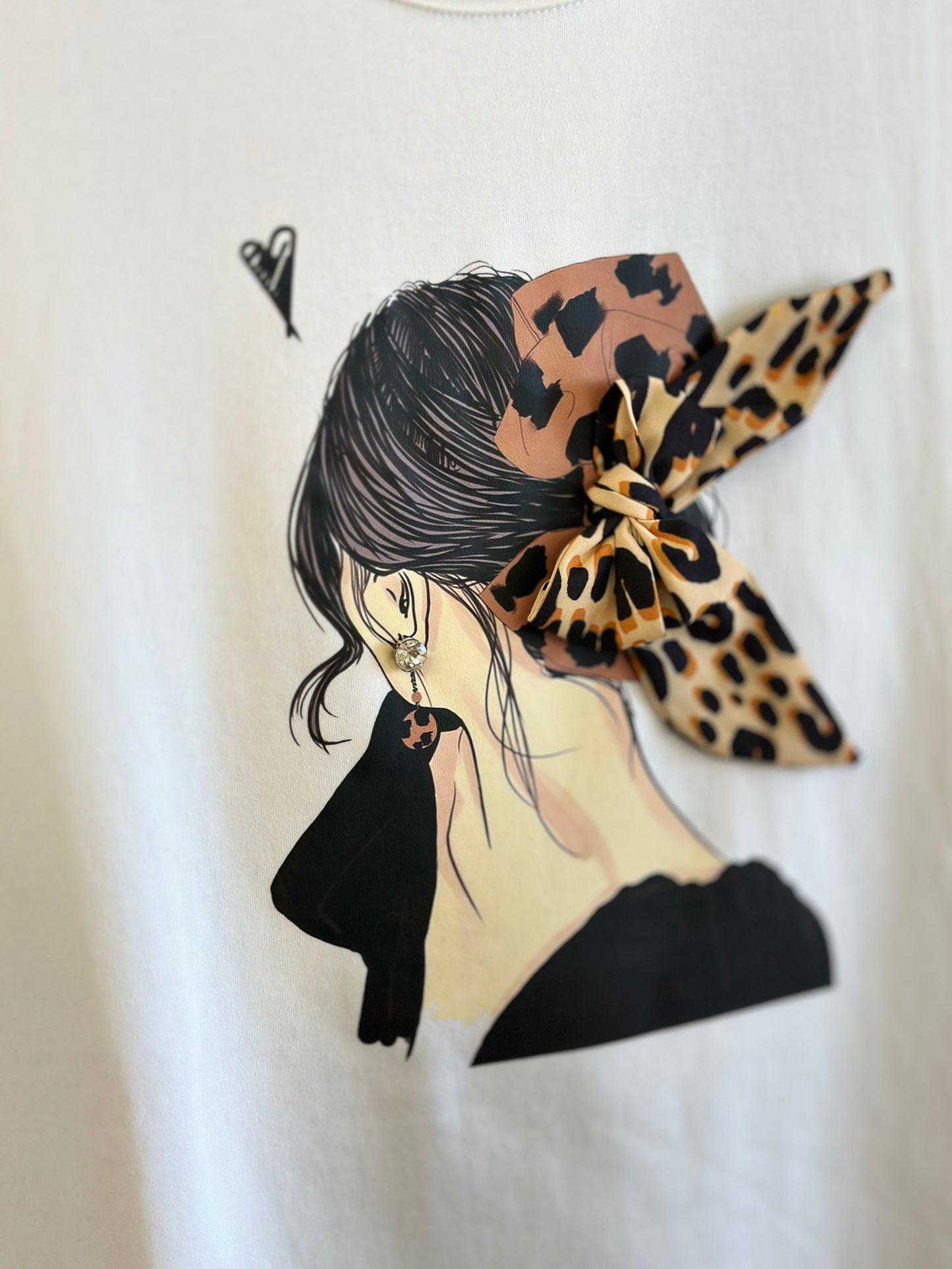 Polera Leopard Bow Blanco