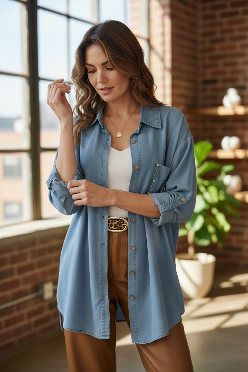 Blusón Mezclilla Celeste - Diseño Italiano