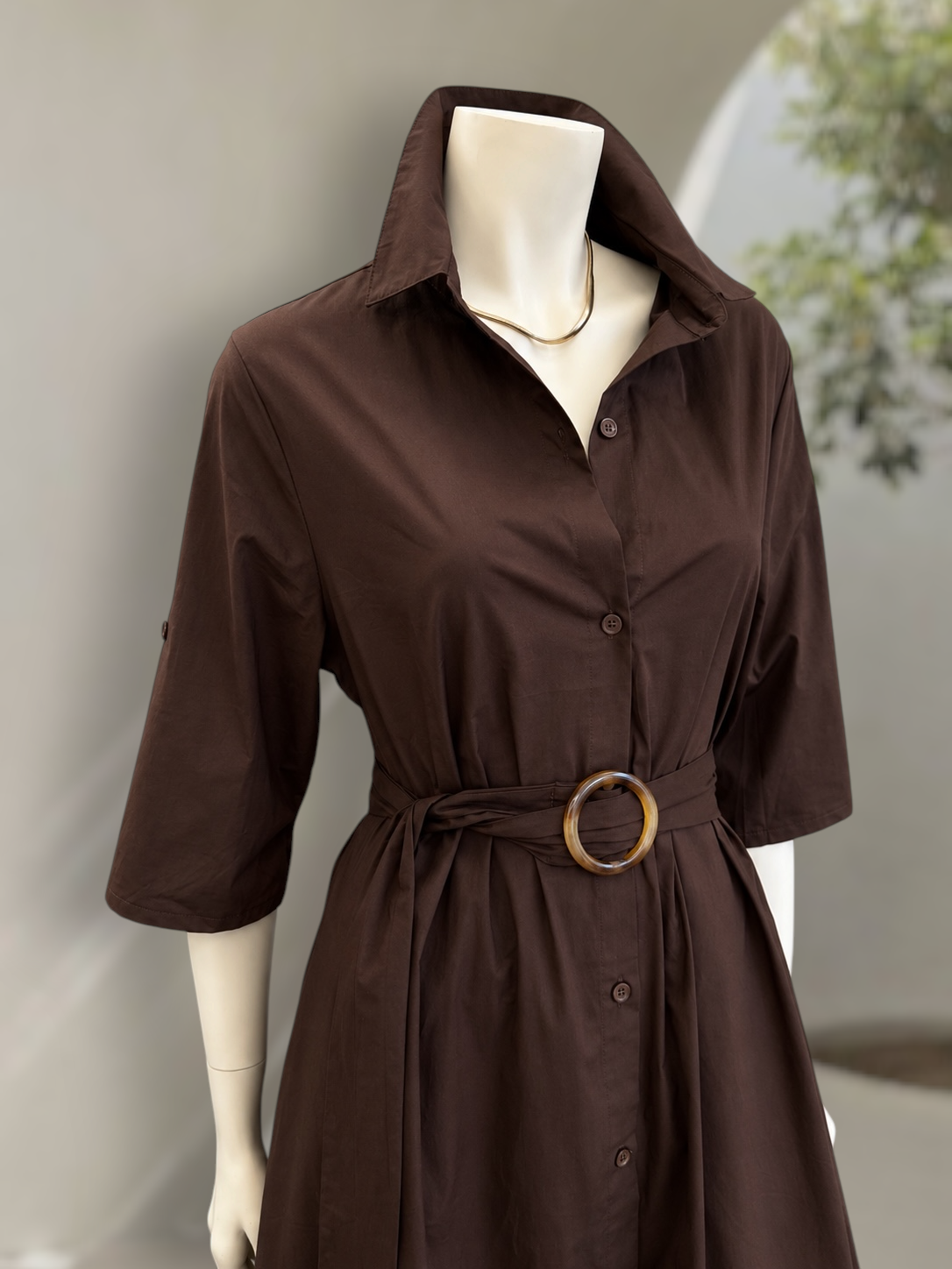 Vestido Camisero Olivia Café