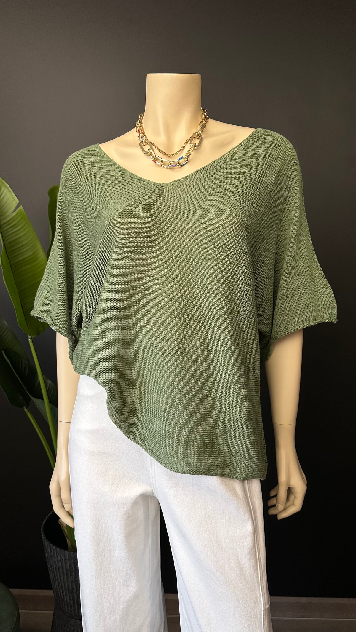 Tejido Hilo Italiano Oversize Verde