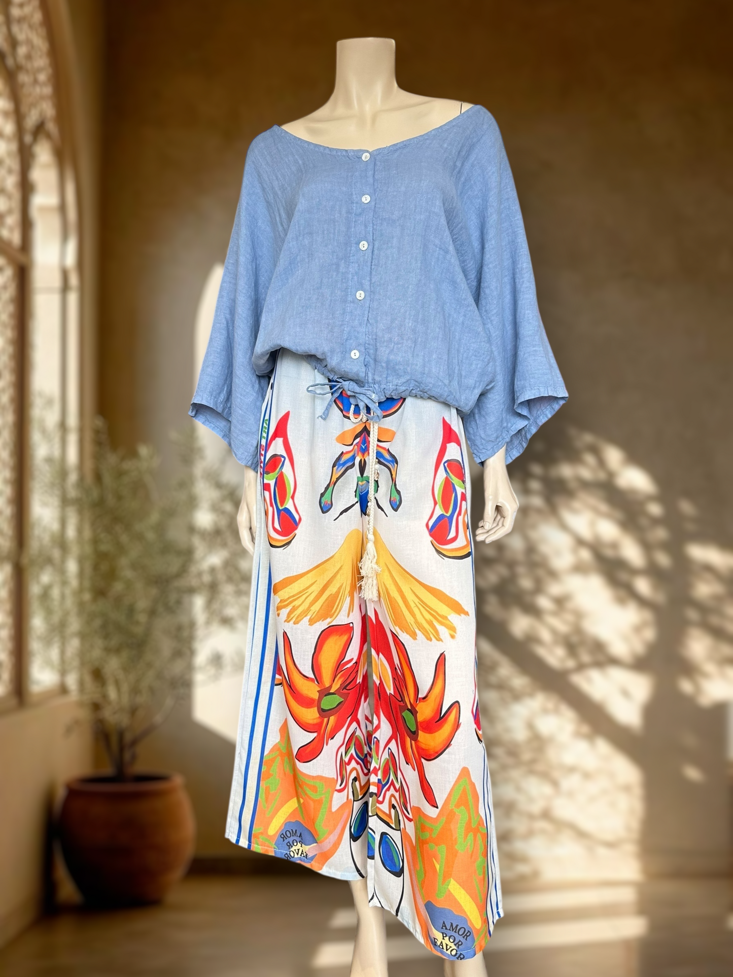 Pantalón Italiano Estampado Azul