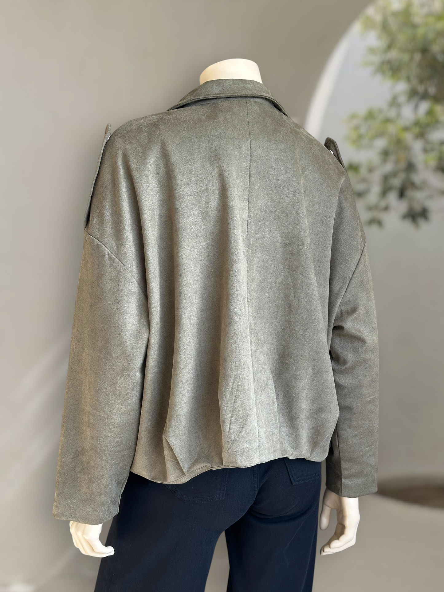 Chaqueta Bomber Suede Verde