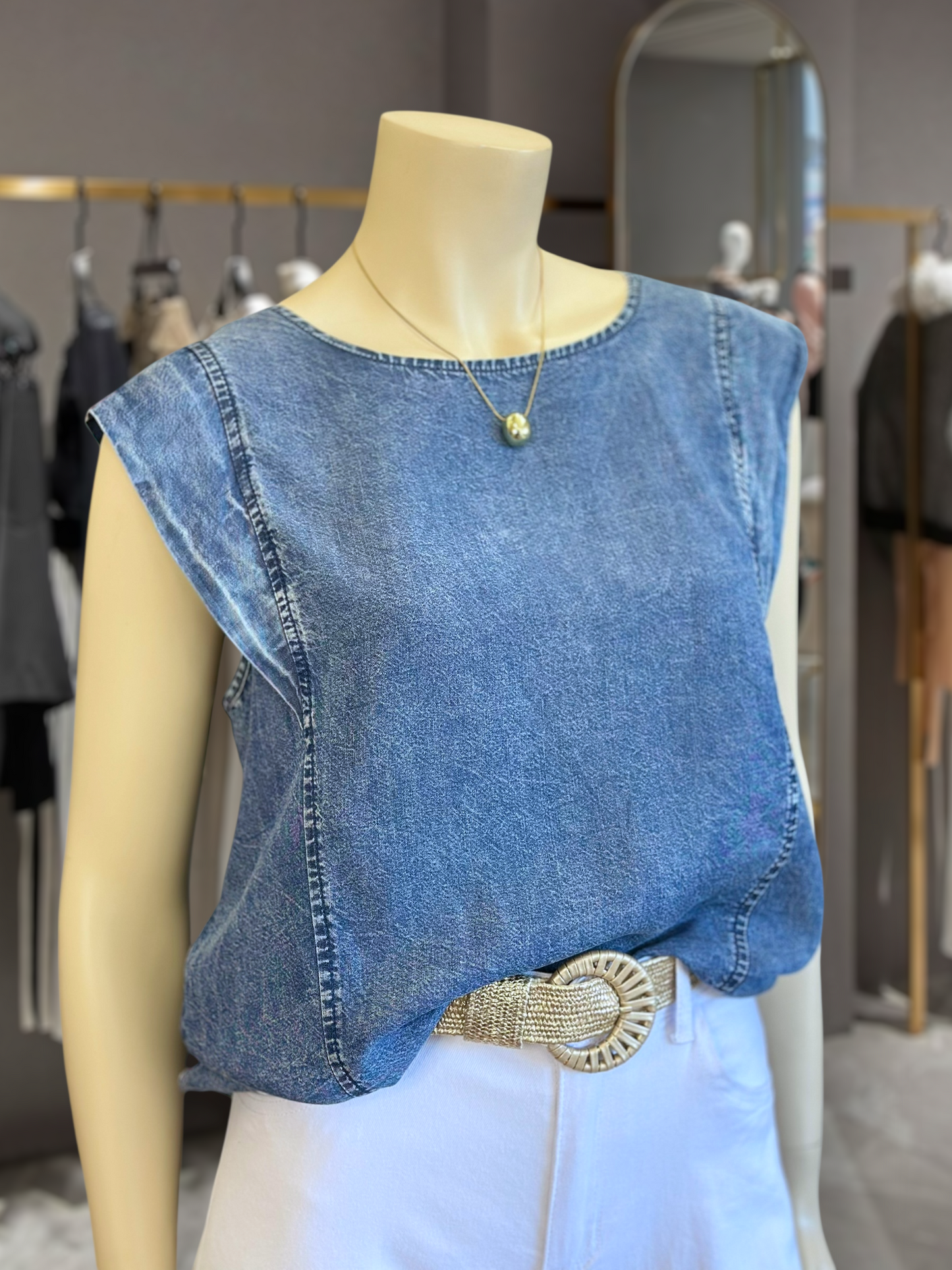 Top Denim Azul