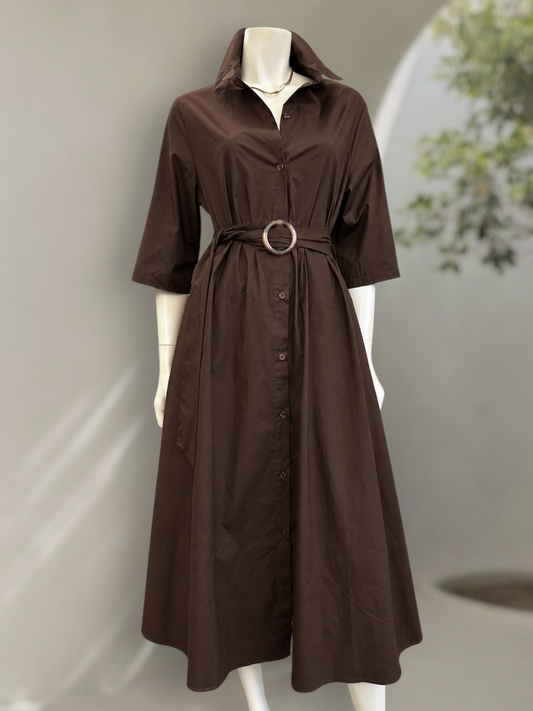 Vestido Camisero Olivia Café