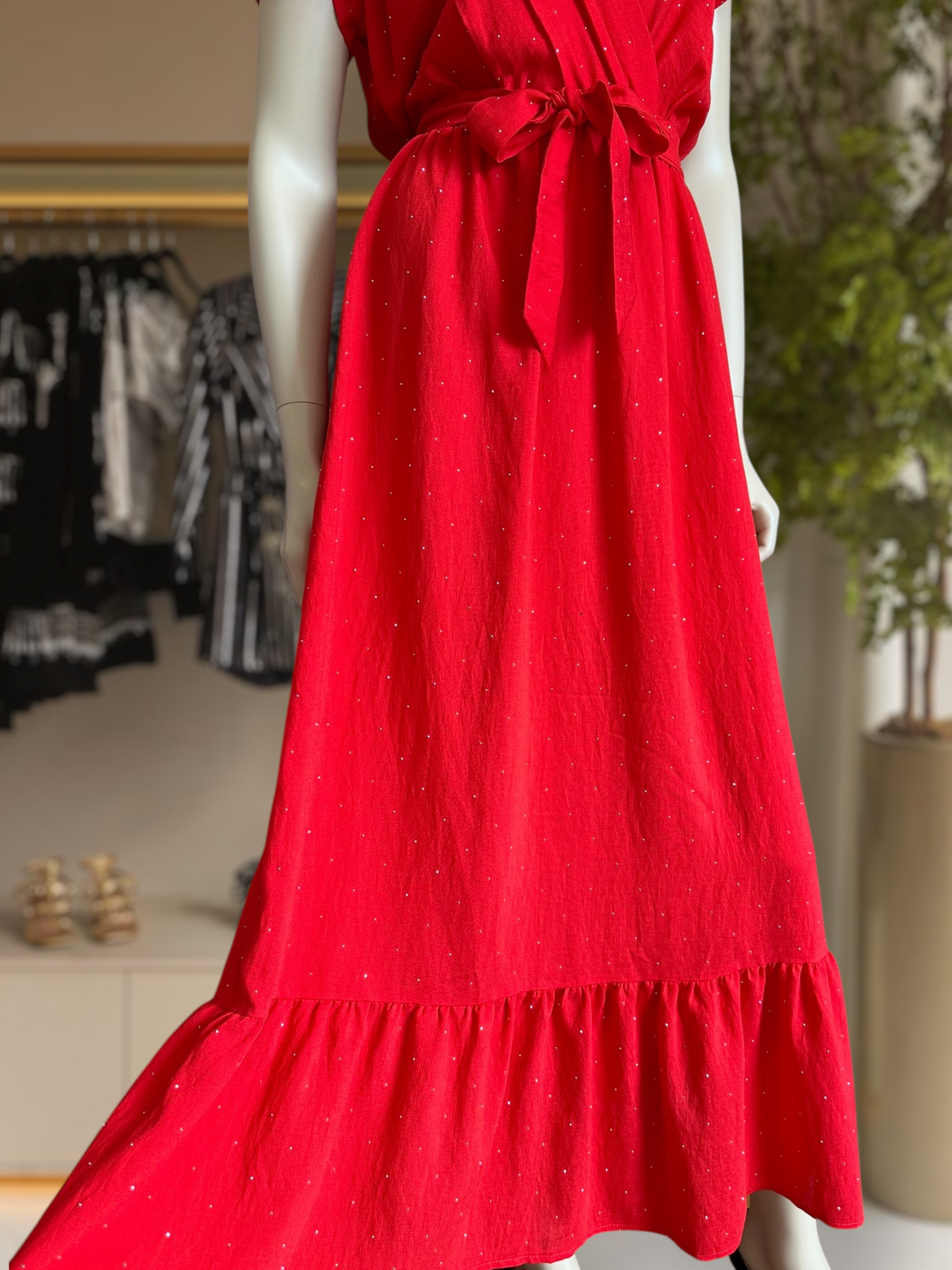 Vestido Brillos Rojo