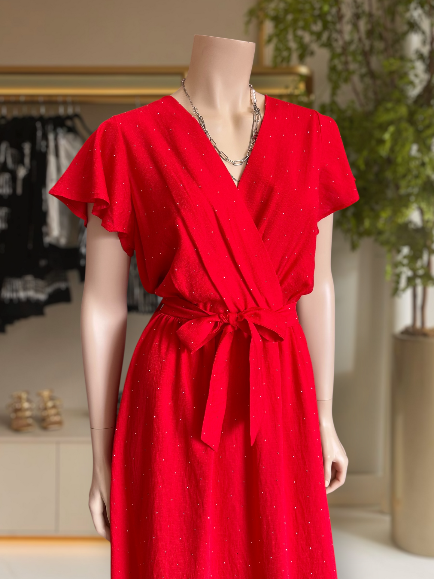 Vestido Brillos Rojo