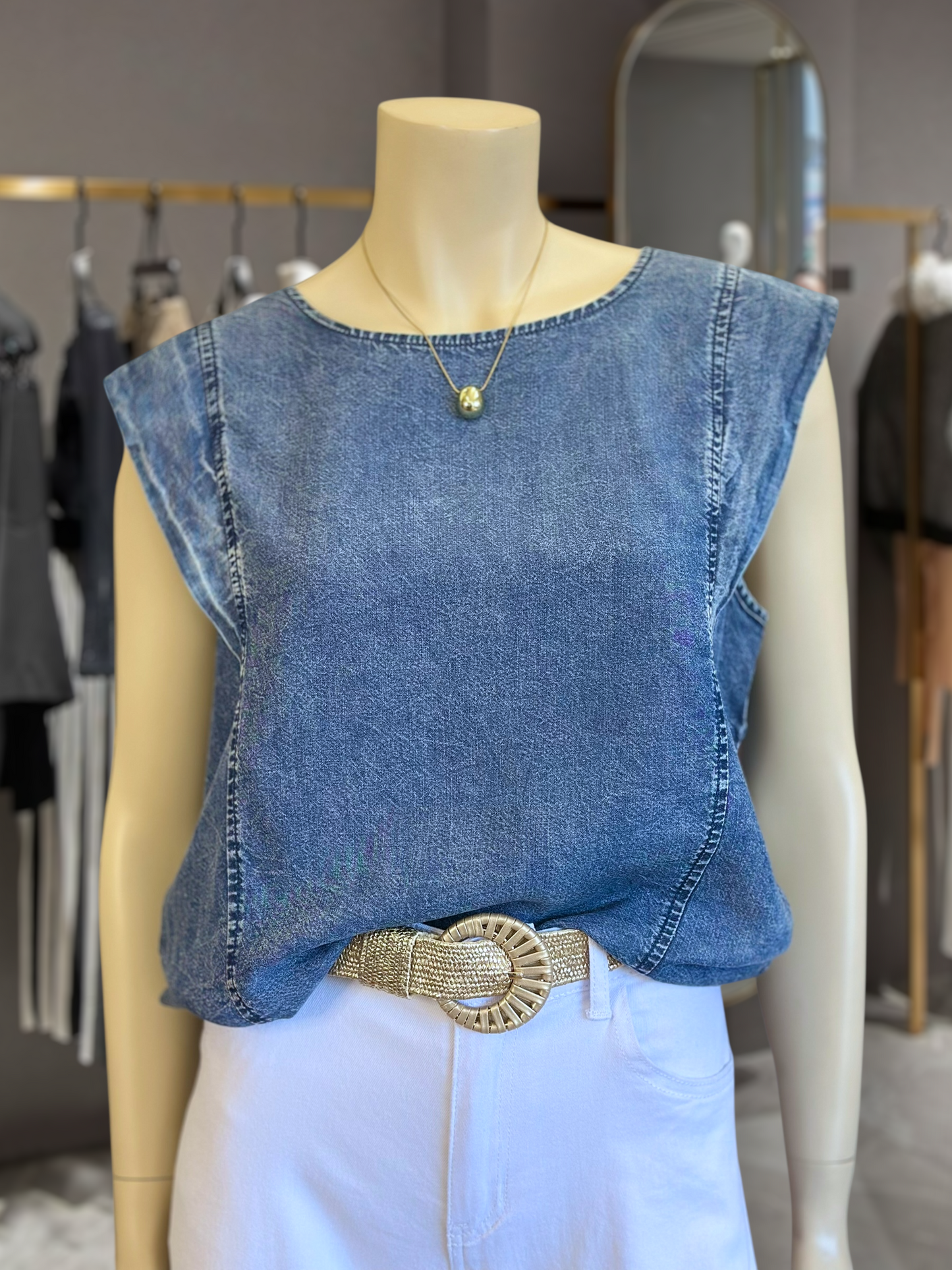Top Denim Azul