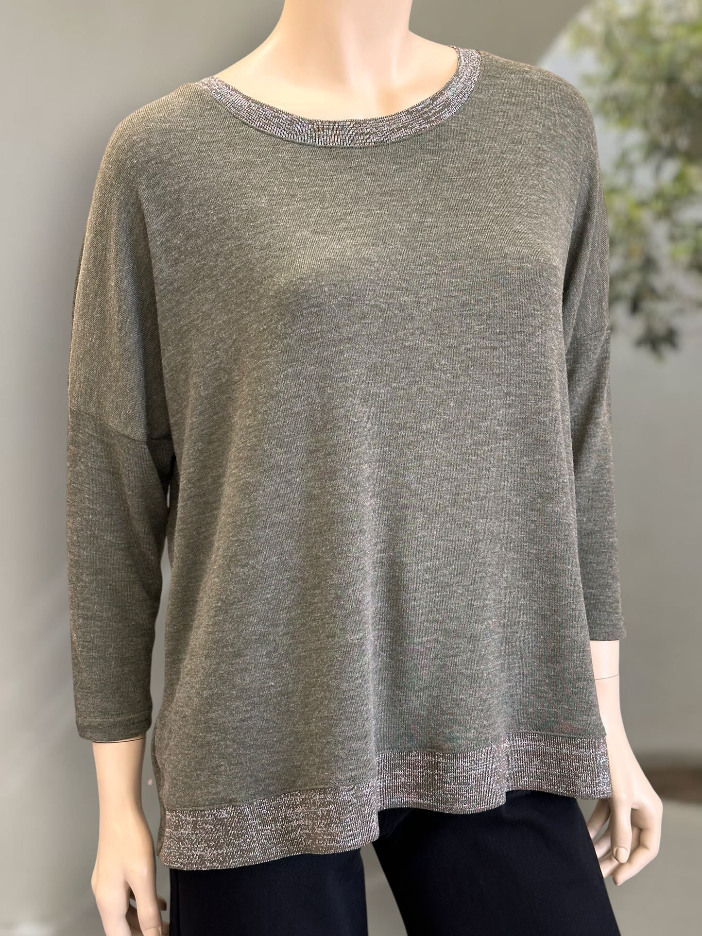 Polera Hilo Spandex Lurex Verde