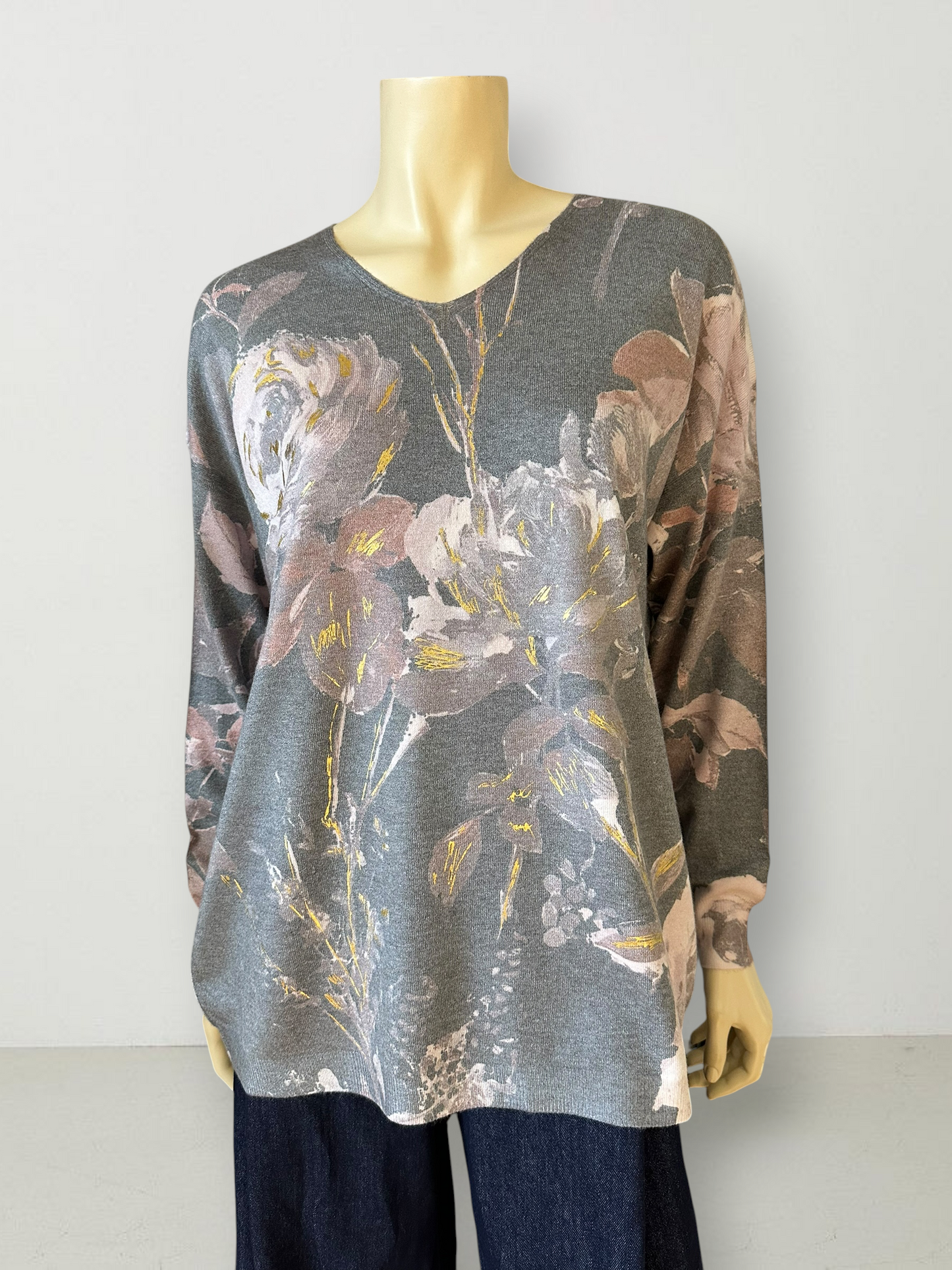 Sweater Floral Acuarela Marengo
