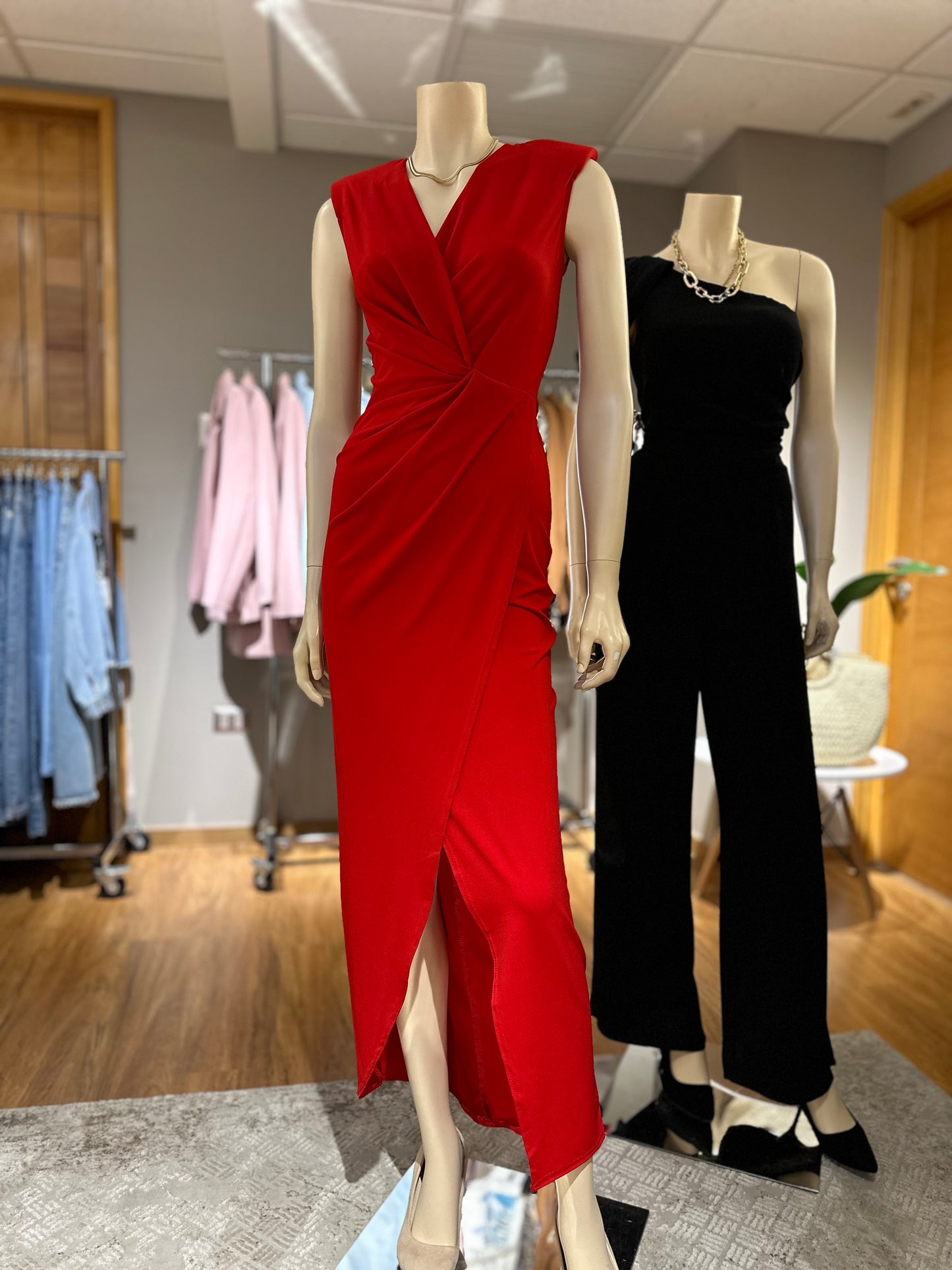 Vestido Drapeado Rojo