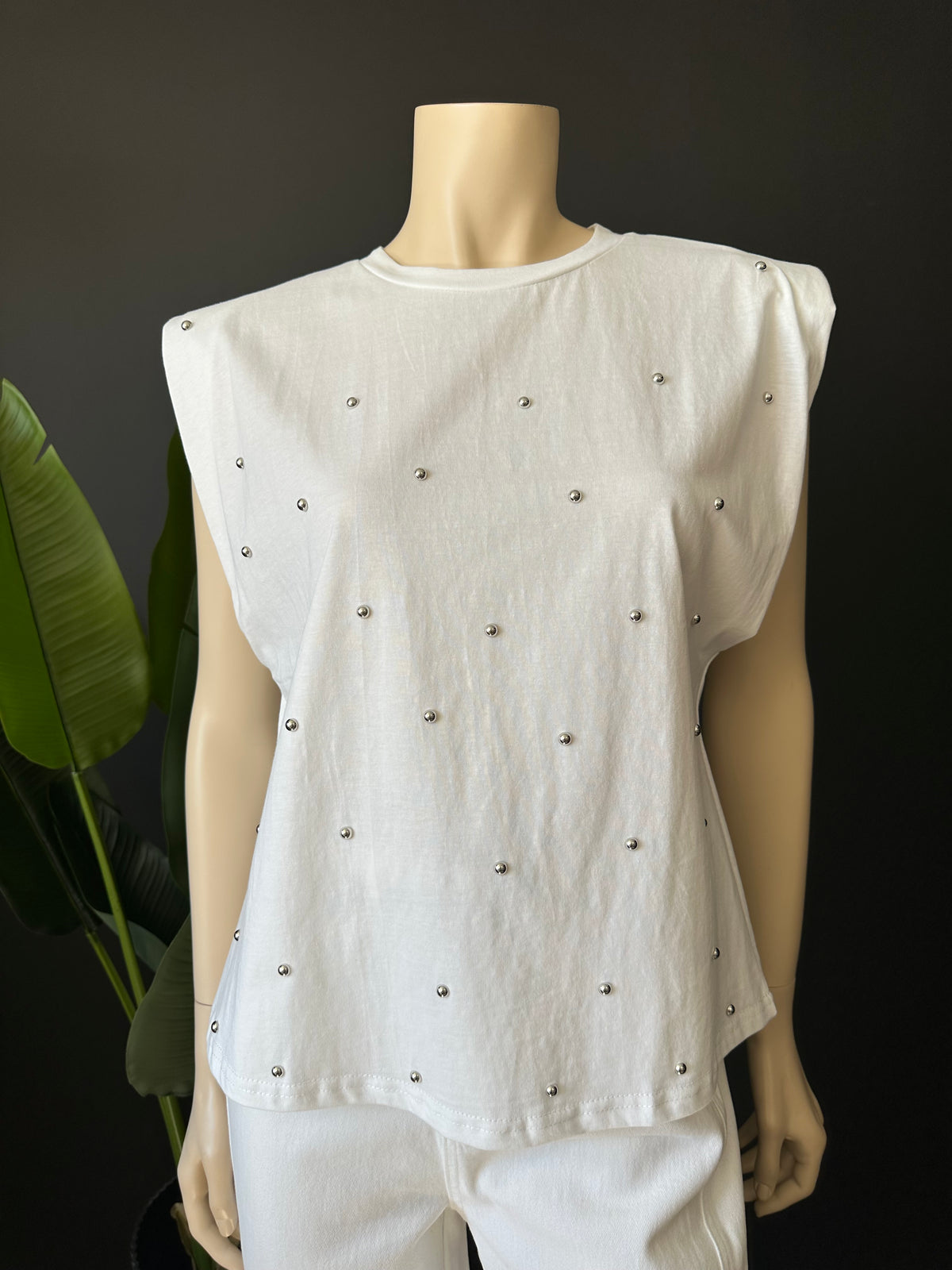 Polera con Hombreras Blanco