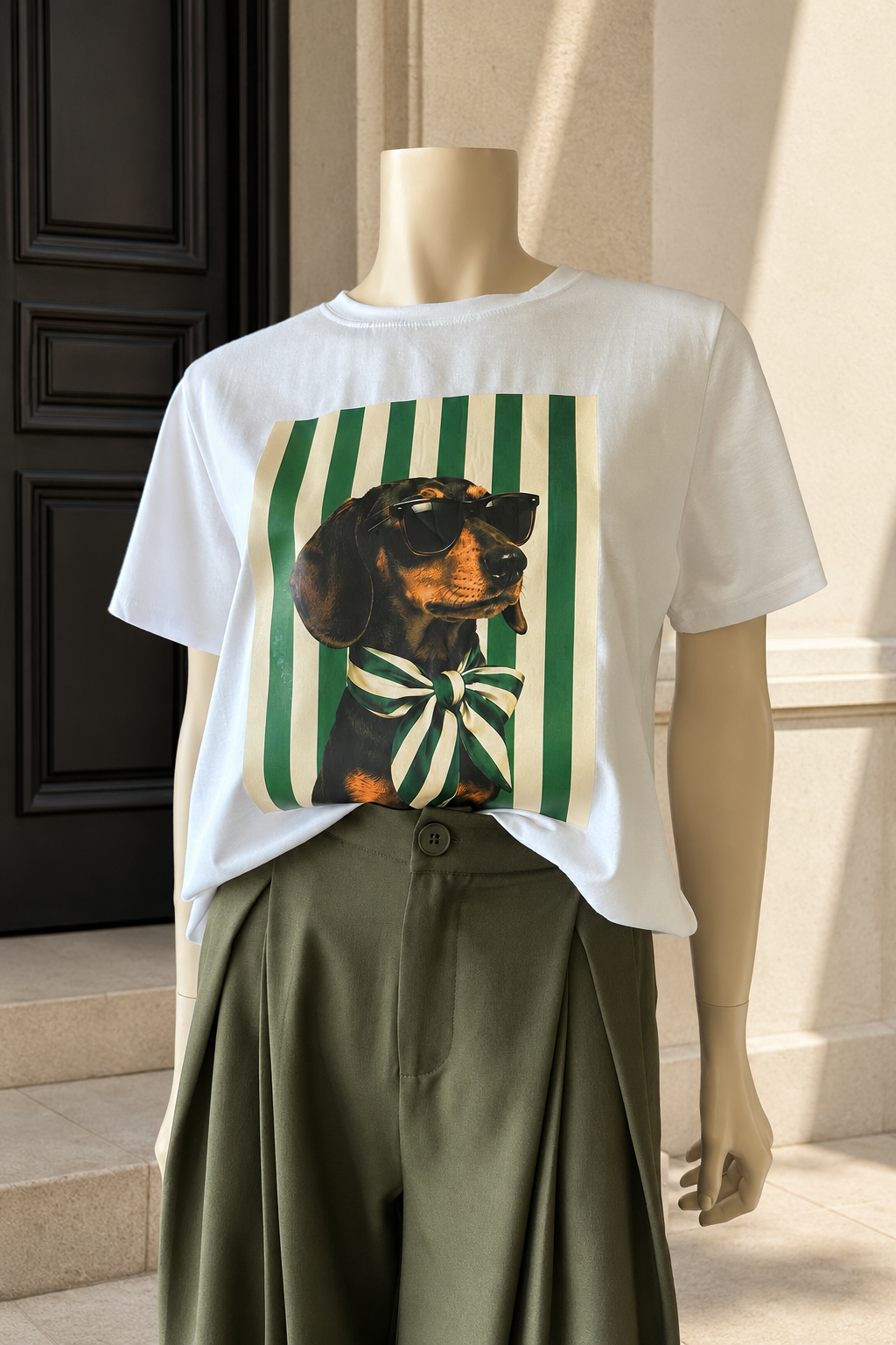 Polera Estampada Dog Verde