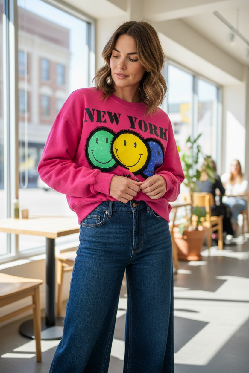 Poleron Oversize Smile Magenta