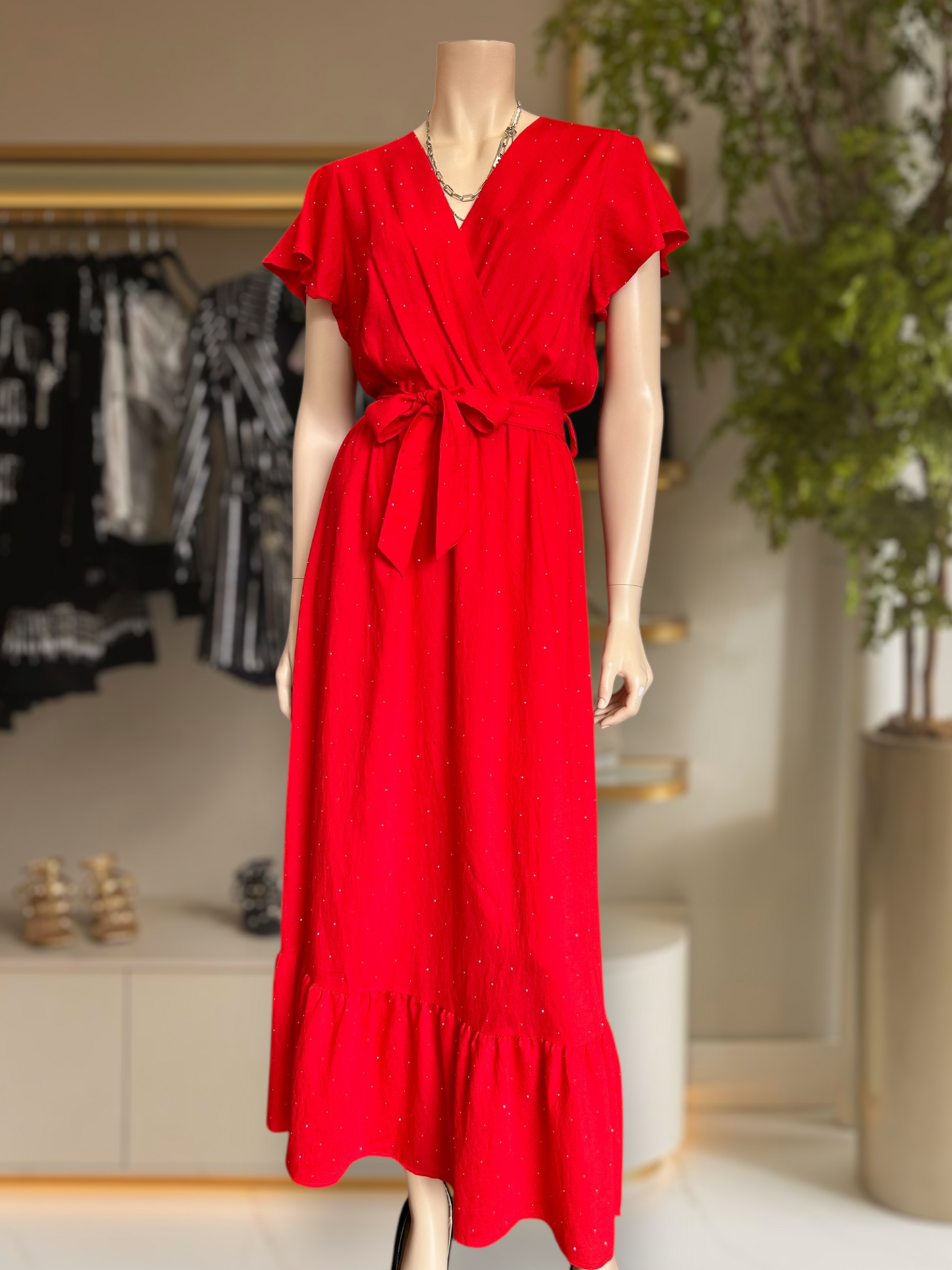 Vestido Brillos Rojo