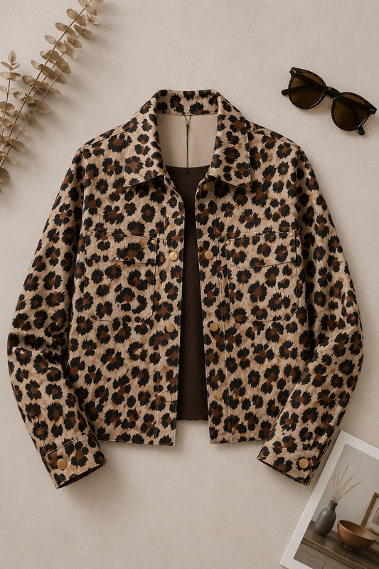 Chaqueta Suede Animal Print Beige