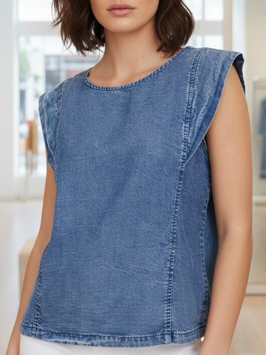 Top Denim Azul