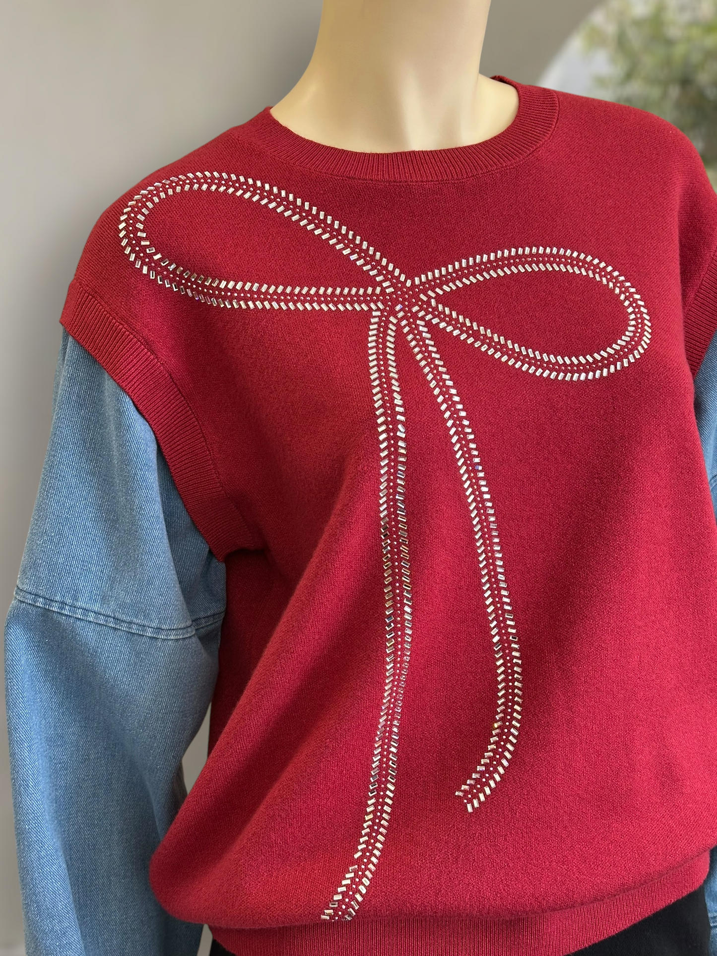 Sweater Bow Rojo Borgoña