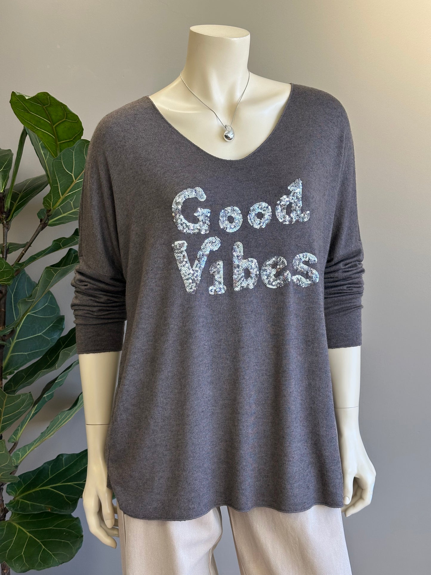 Sweater Good Vibes Italiano Cafe Taupe