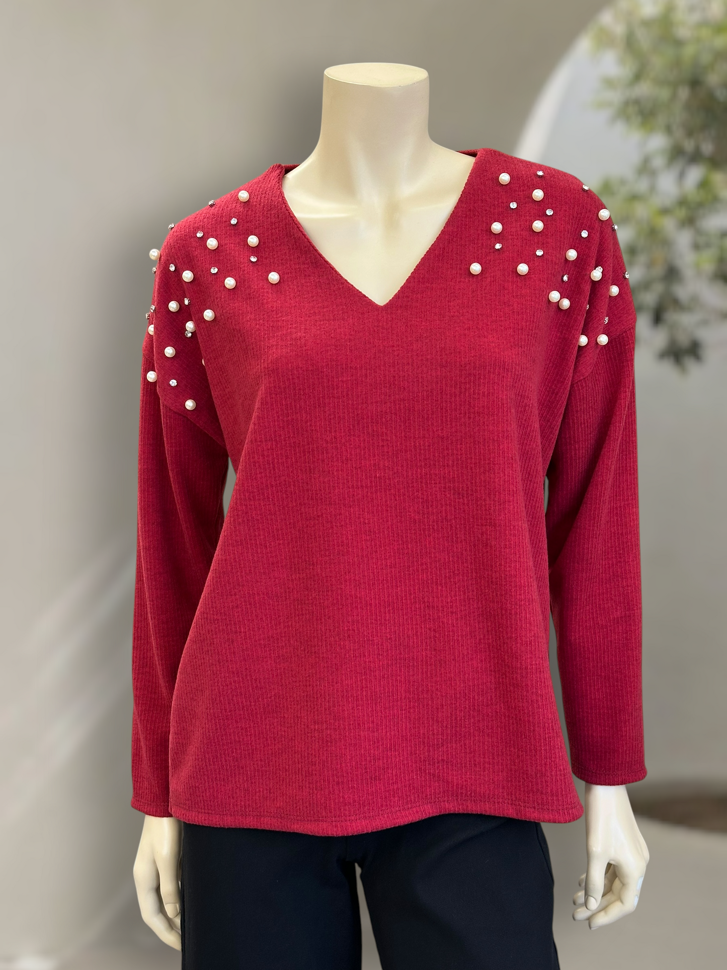 Sweater Perlas Rojo Borgoña - New Collection