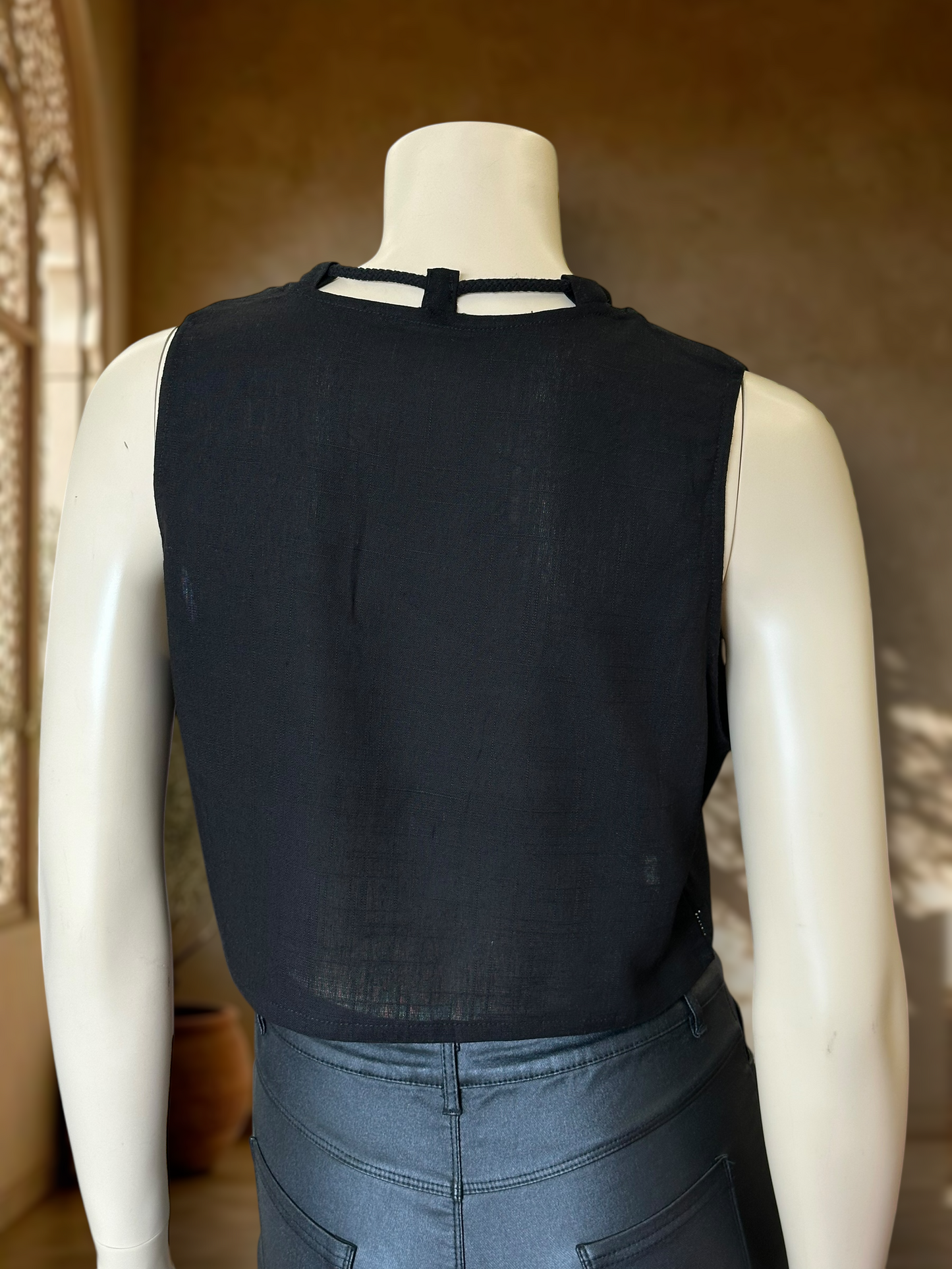 Top Rayón Lino Negro