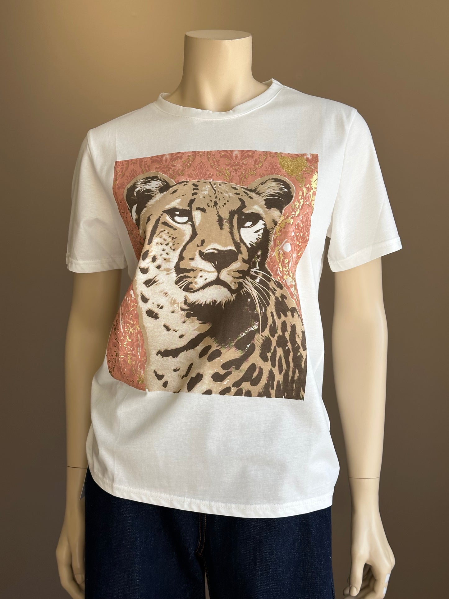 Polera Safari Print Cotton Blanco