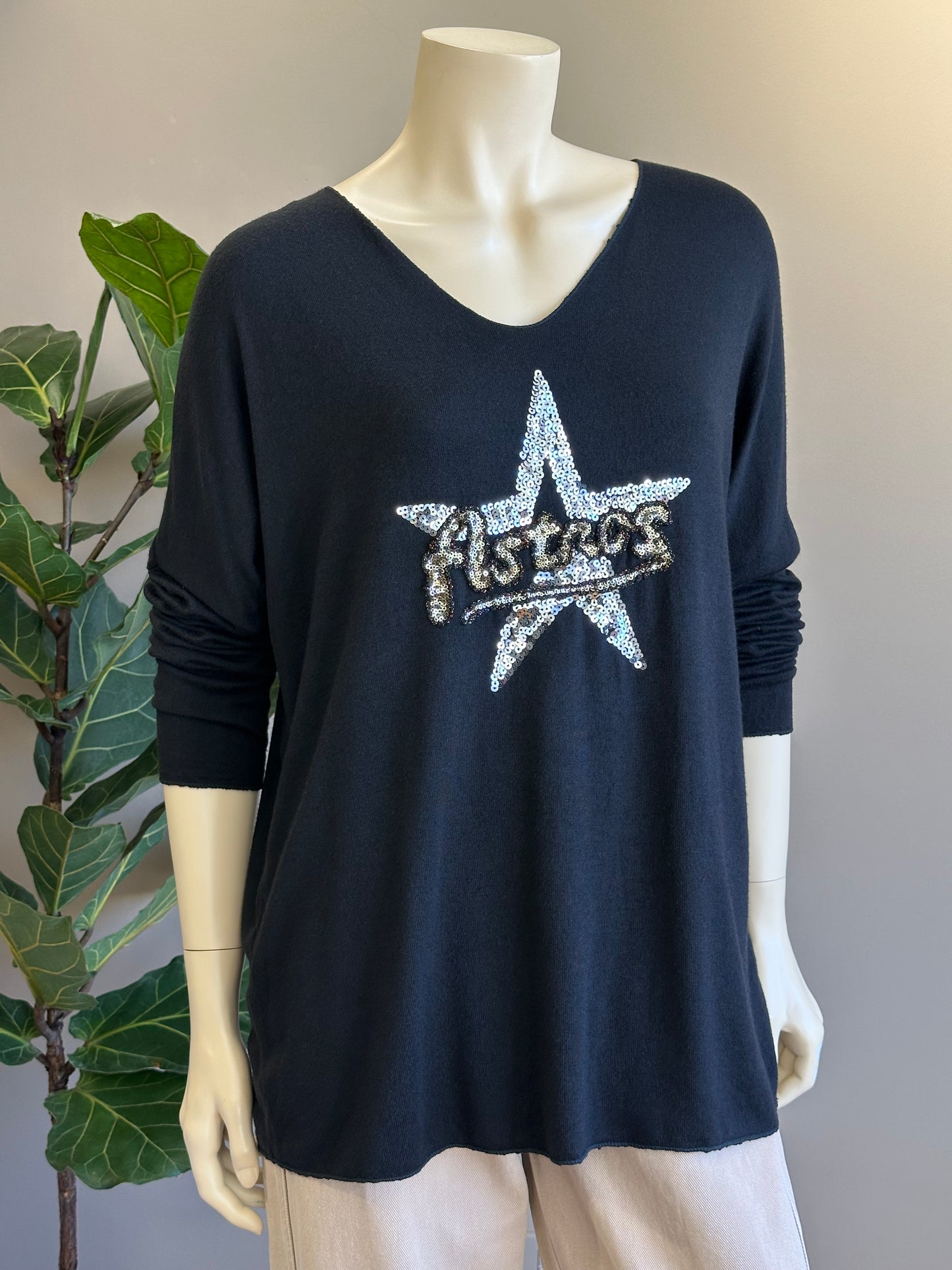 Sweater Astros Italiano Negro