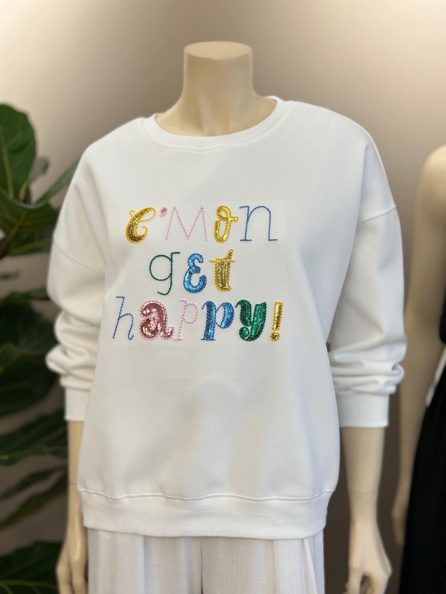 Polerón Oversize Happy Blanco