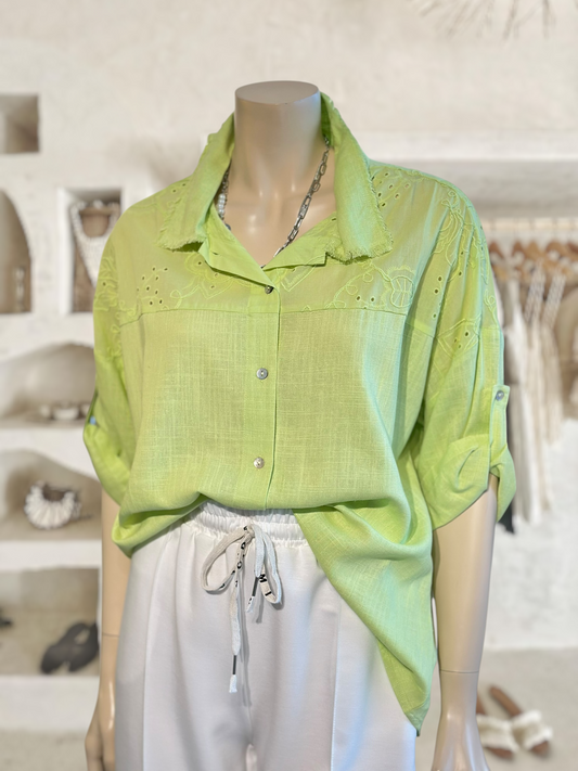 Blusa Lino Bordada Lima