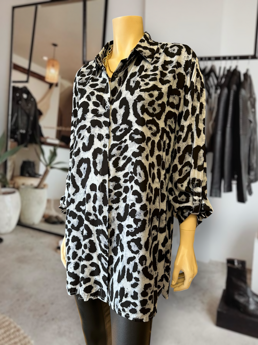 Blusón Italiano Animal Print Gris
