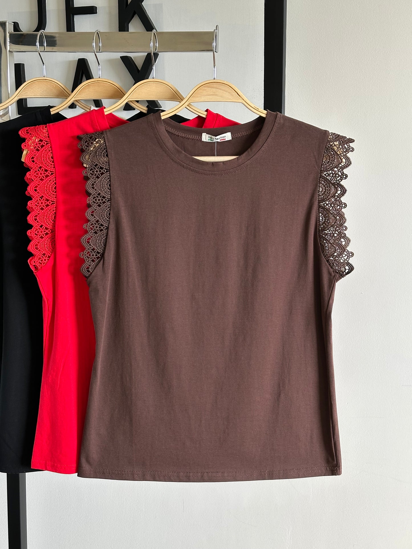 Polera Broderie Café