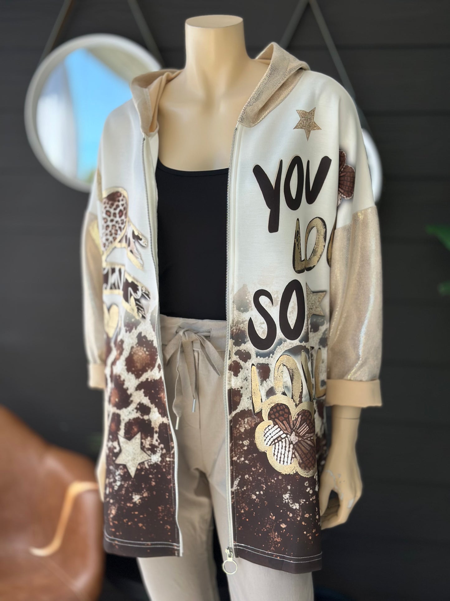 Chaqueta Print Scuba Love - Crudo