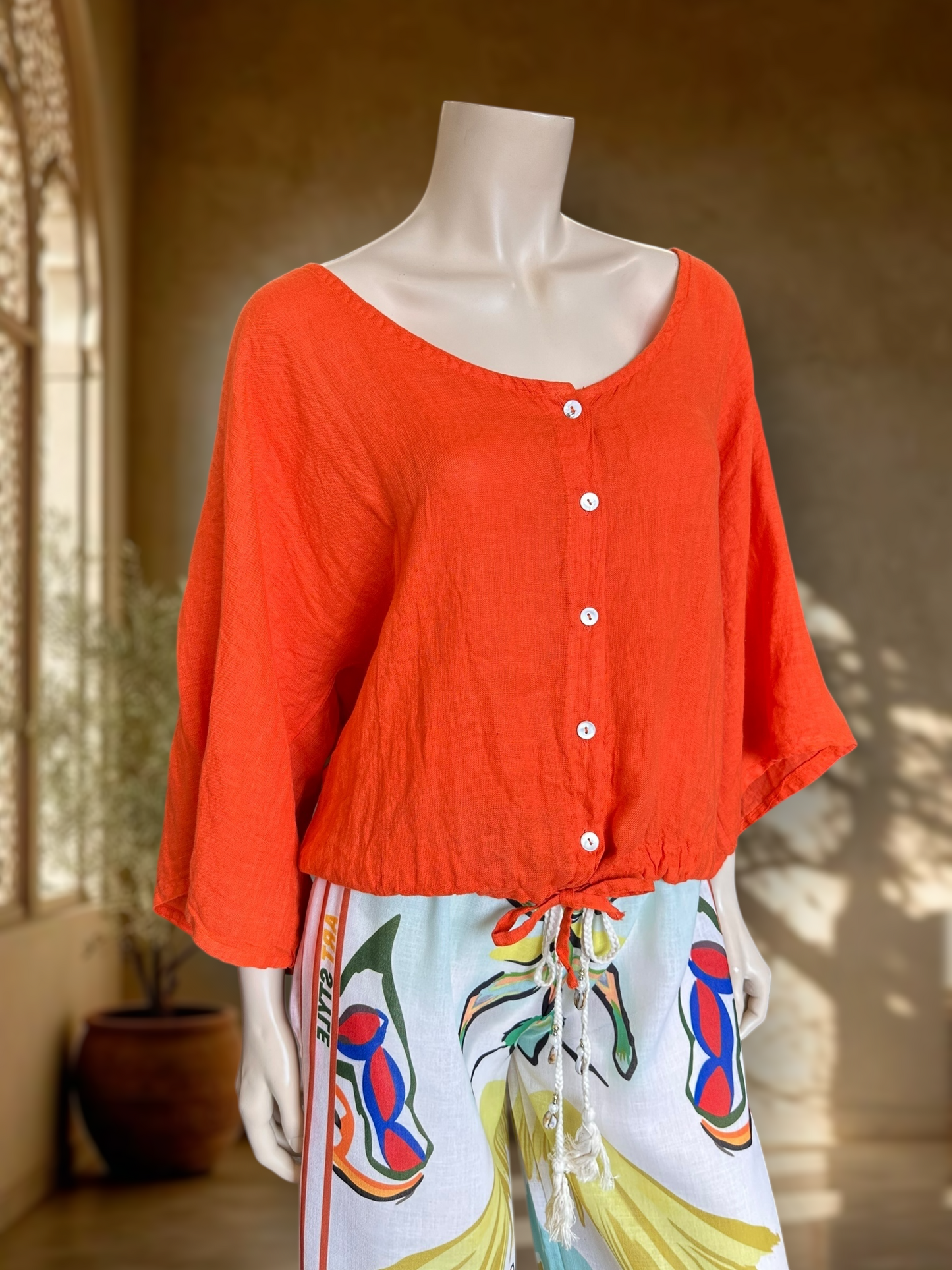 Blusa Italiana Lino Naranjo