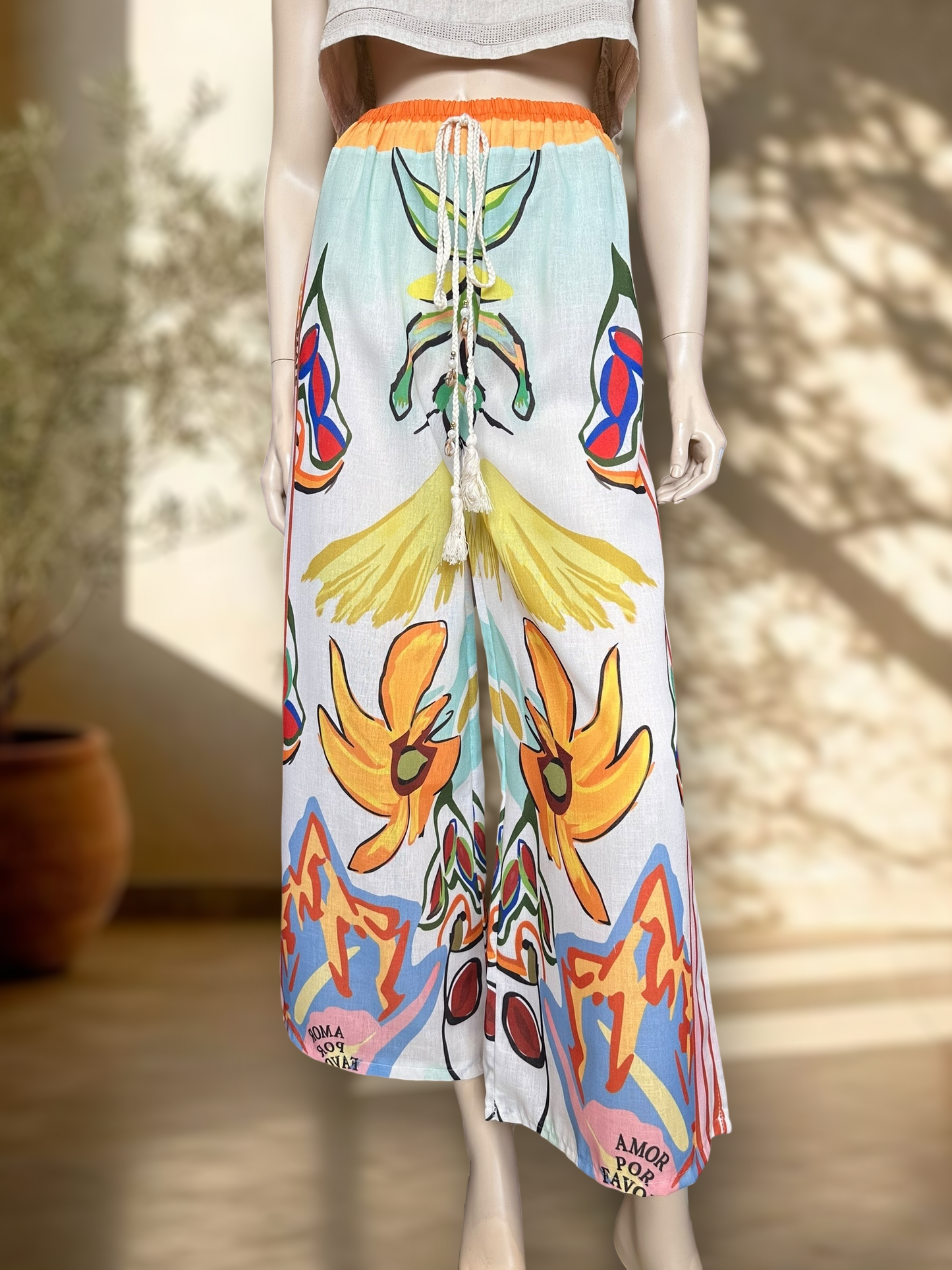 Pantalón Italiano Estampado Naranjo