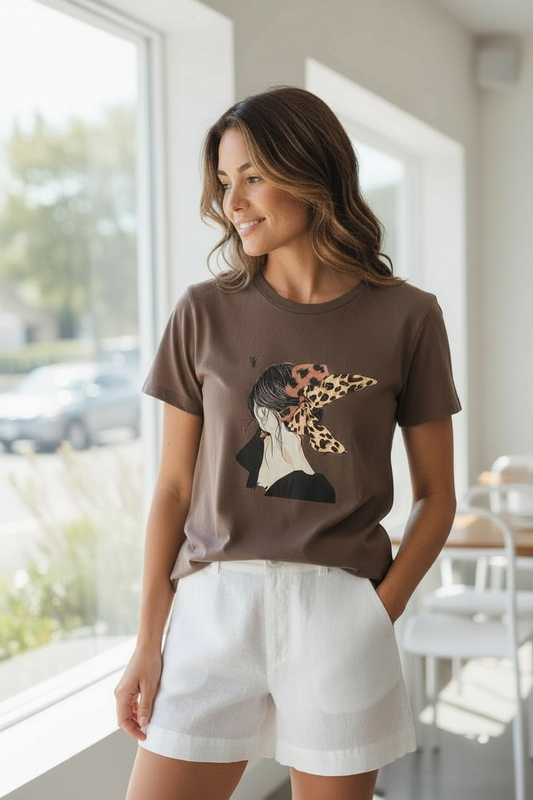 Polera Leopard Bow Café