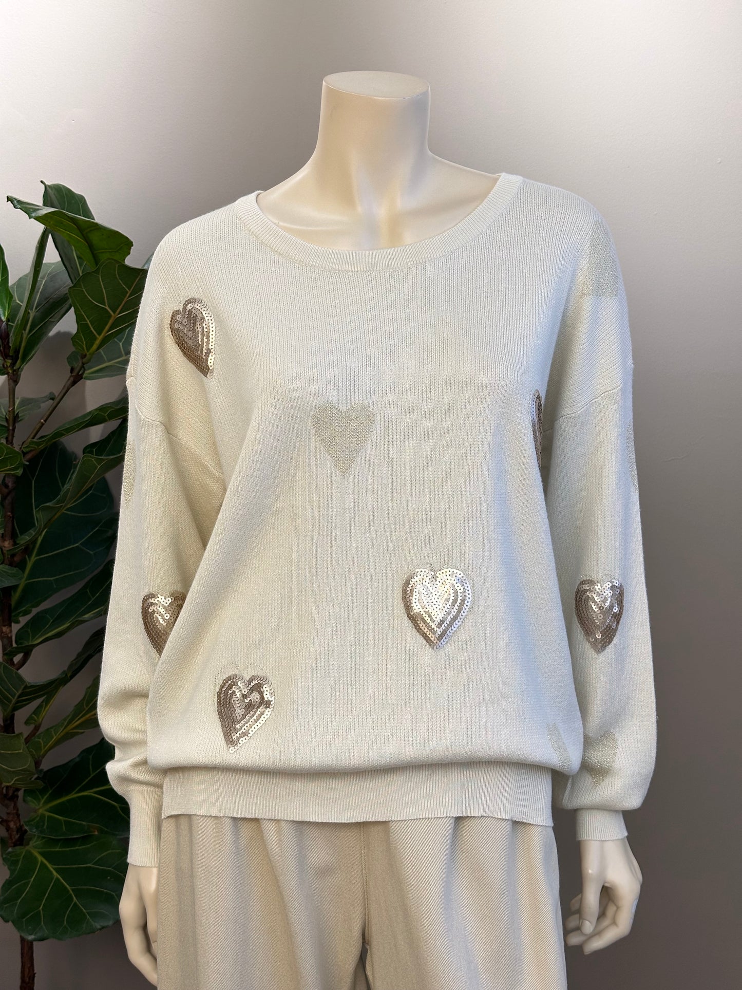 Sweater Corazones Beige