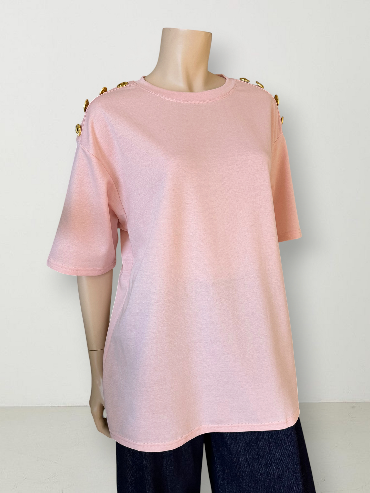 Polera Oversize Botones Rosa